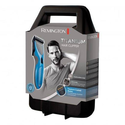 Remington Titanium Tagliacapelli Ricaricabile - Lame Rivestite di Titanio - Uso con e senza Cavo - Fino a 40 min di Autonomia