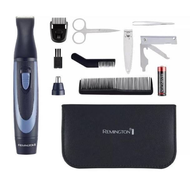 Remington Kit da Viaggio 13 Pezzi - Trimmer Naso e Orecchi - Trimmer Precisione con Pettine - Accessori Igiene - Custodia
