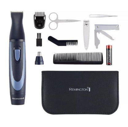 Remington Kit da Viaggio 13 Pezzi - Trimmer Naso e Orecchi - Trimmer Precisione con Pettine - Accessori Igiene - Custodia