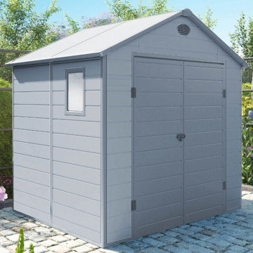 Casetta in plastica grigio chiaro con finestra 190x192x226 cm