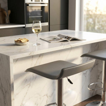 Sgabello girevole regolabile in ecopelle grigio, altezza 63,5-84 cm