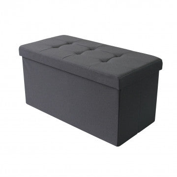 Pouf contenitore rettangolare in tessuto nero 76x38x38 cm