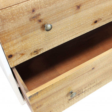 Mobile bianco con 3 cassetti decoro naturale 100x45x90 cm truciolare
