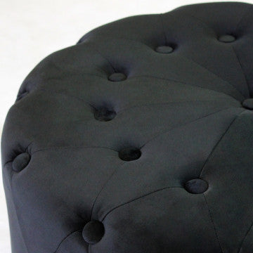 Pouf rotondo in velluto nero, diametro 67 cm, altezza 41 cm