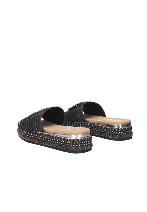 24085L Sandalo Glass EXE Tessuto Con Accessorio Quadrato Strass Sottopiede Imbottito Pelle Fondo Gomma Altezza Tacco 5 Cm