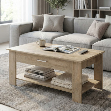 Tavolino salotto in truciolare bilaminato rovere grigio 110x60x44cm