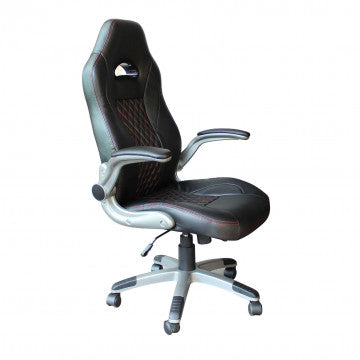 Poltrona gaming in poliuretano nero, 71x71,5 cm, altezza regolabile 115-125 cm