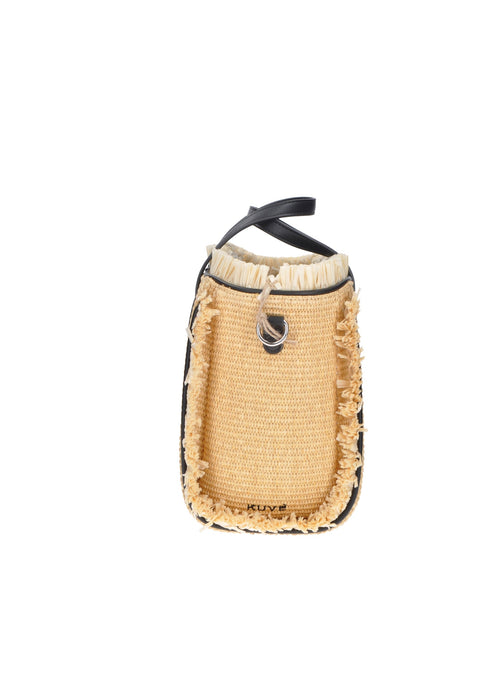 Borsa A Mano KUVE Ibiza In Raffia Con Chiusura A Cerniera E Tracolla Dimensioni 33x25x14 Cm