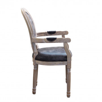 Poltrona struttura legno rivestimento ecopelle nera 55x46x96cm