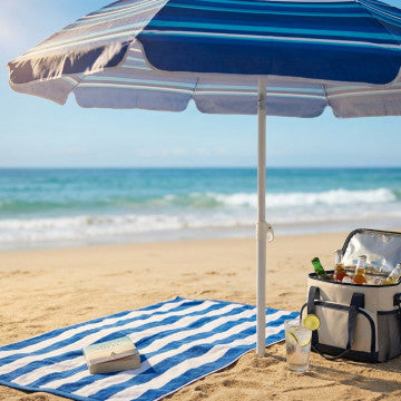 Ombrellone spiaggia telo TNT diametro 180 cm palo metallo 32 mm