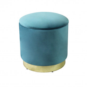 Pouf contenitore rotondo in velluto verde, diametro 37 cm, altezza 40 cm