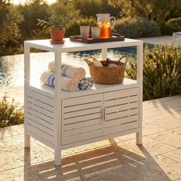 Mobiletto in alluminio verniciato bianco 90x55x90 cm peso 24 kg
