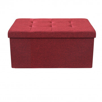 Pouf contenitore rettangolare in tessuto bordeaux 76x38x38 cm