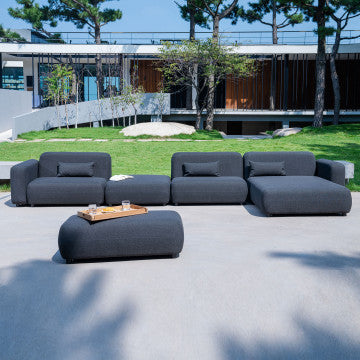 Divano destro in alluminio con cuscini, 119x65x40 cm, grigio scuro