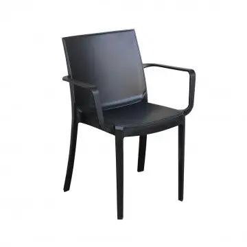 Poltrona in polipropilene Victoria con braccioli in colore antracite, stile contemporaneo e misure 55x58x82cm.