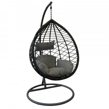 Dondolo con struttura metallo tortora e seduta wicker, tubi 42x2,5 mm