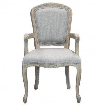 Poltrona in tessuto grigio con struttura in legno, 57x57x90 cm