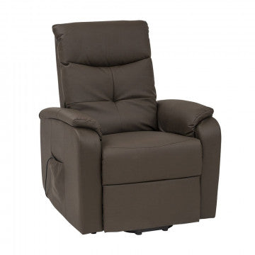 Poltrona relax elettrica in ecopelle marrone reclinabile