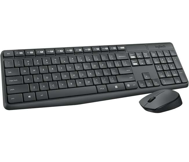 Pack Wireless Logitech MK235 Tastiera + Mouse 3 Pulsanti - Uso Ambidestro - Colore Nero