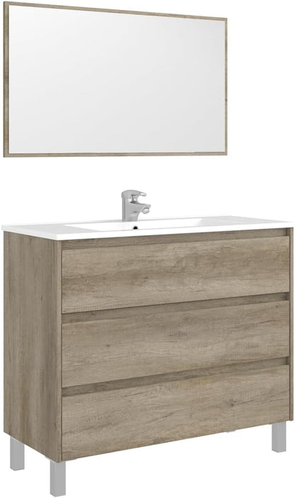 Mobile Bagno Dakota 100x45x86h con 3 Cassetti in Rovere Alaska Componenti di arredo bagno Hobby Shop Solution   