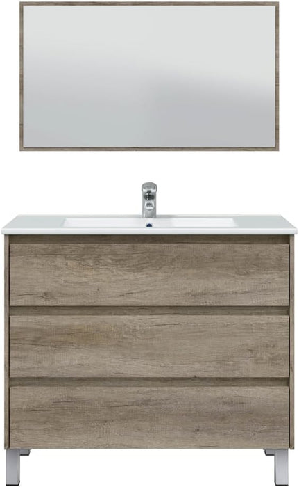 Mobile Bagno Dakota 100x45x86h con 3 Cassetti in Rovere Alaska Componenti di arredo bagno Hobby Shop Solution   