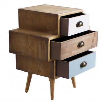 Mobiletto tre cassetti MDF legno pino top naturale 50x35x49,5 cm