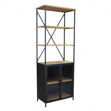 Mobile in legno e acciaio con struttura verticale, dimensioni 68x39x183 cm