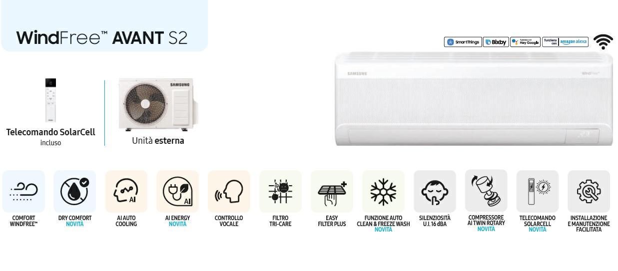 Condizionatore Samsung 9000 BTU WindFree Avant Bianco