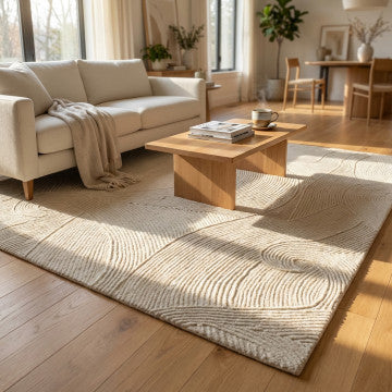 Tappeto in lana e cotone bianco avorio 160x230 cm spessore 1 cm