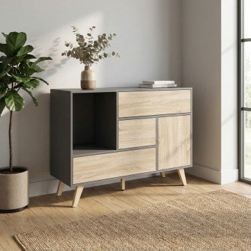 Mobile con ante e cassetti in melammina truciolare 119x39,5x85,6 cm