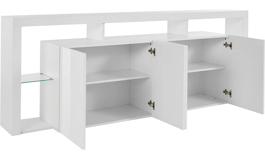 Credenza ESSENTIAL 4 Ante 220 cm - Mobile Moderno con Ripiani in Vetro e Spazi Capienti
