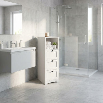 Mobiletto in legno bianco con dimensioni 81,5 x 30 x 30 cm