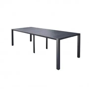 Tavolo da giardino Consolle Antracite in alluminio verniciato, esteso alla massima lunghezza di 260 cm, design moderno e resistente.