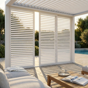 Laterale scorrevole con lamelle orientabili in alluminio 270x238 cm
