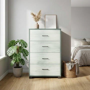 Cassettiera MDF 4 cassetti 70x41x112 cm colore titanio e quercia bianco