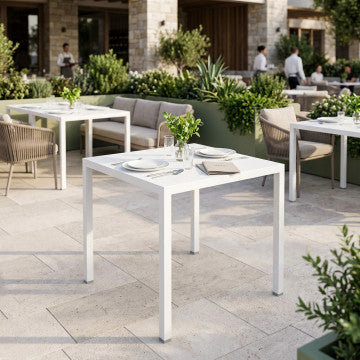 Tavolo autolivellante in metallo bianco 80x80 cm altezza 75 cm