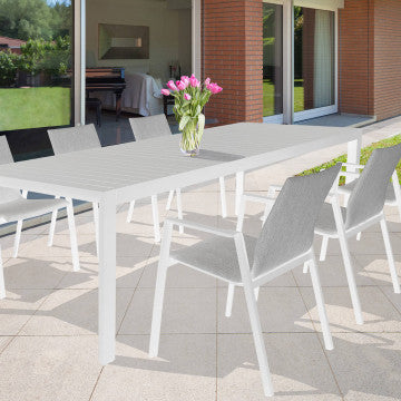 Tavolo allungabile in alluminio bianco 160/240 x 100 cm altezza 74