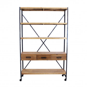 Mobile in metallo e legno, dimensioni 114,3 x 46,5 x 136 cm h