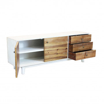 Porta TV legno 2 ante 3 cassetti 178x45x66 cm color naturale