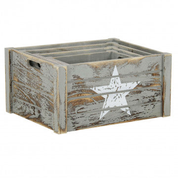 Set 4 cassette legno paulonia grigio dimensioni graduate 41x31x20 cm