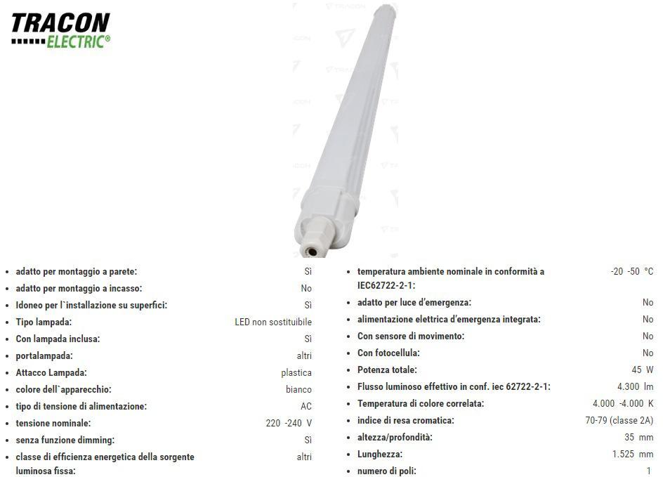 Luminaria Protetta LED 45W Bianco Naturale 4000K