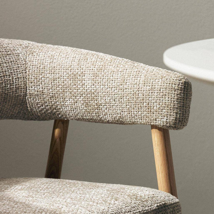 Sedia Imbottita MUE, Beige/Legno di Quercia