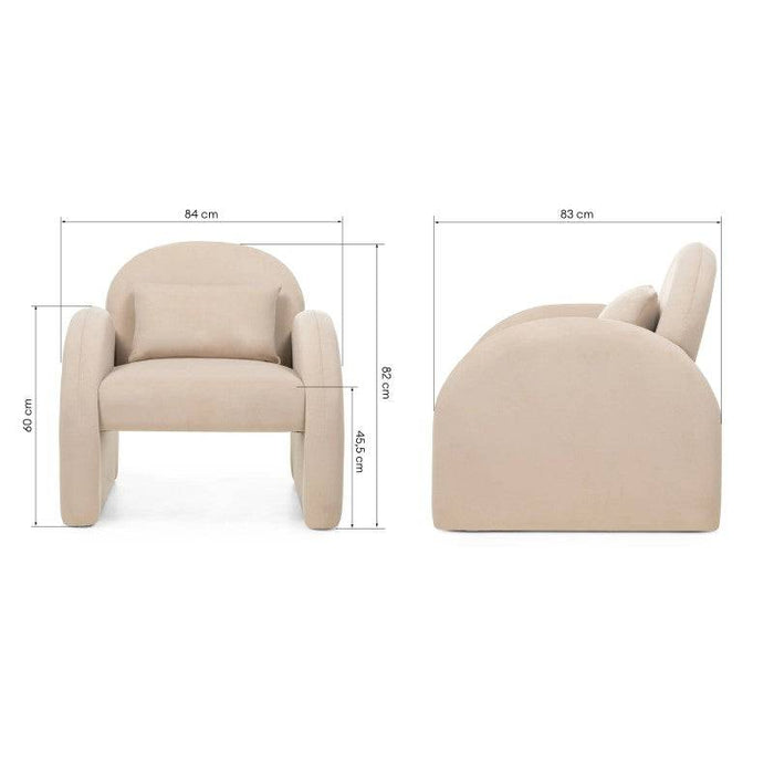 Poltrona lounge JADA beige chiaro velluto