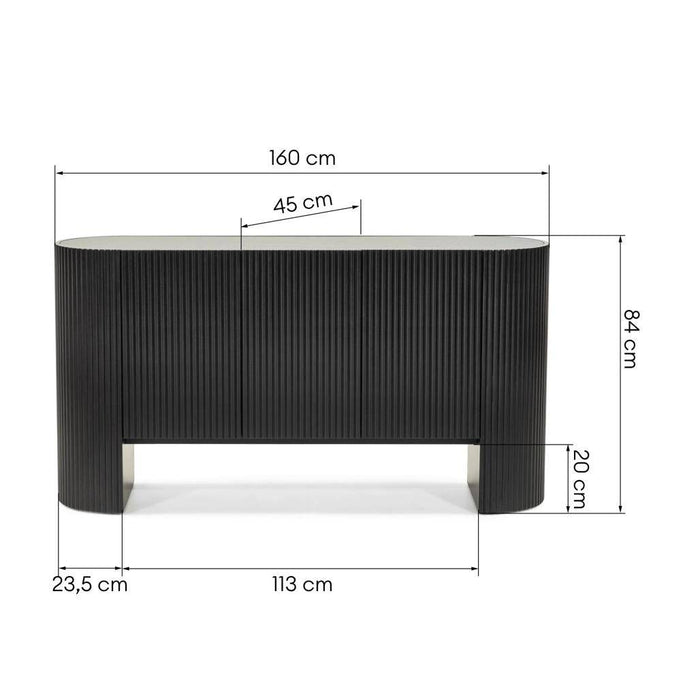 Cassettiera NOIR nero con superficie rigata