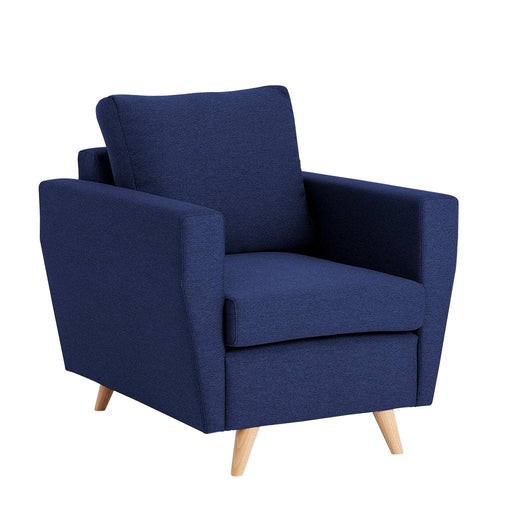 Poltrona LOVER Ink in tessuto blu, con dettagli di cucitura, perfetta per ambienti moderni e confortevoli, SKU: AC016LOVE-ET80