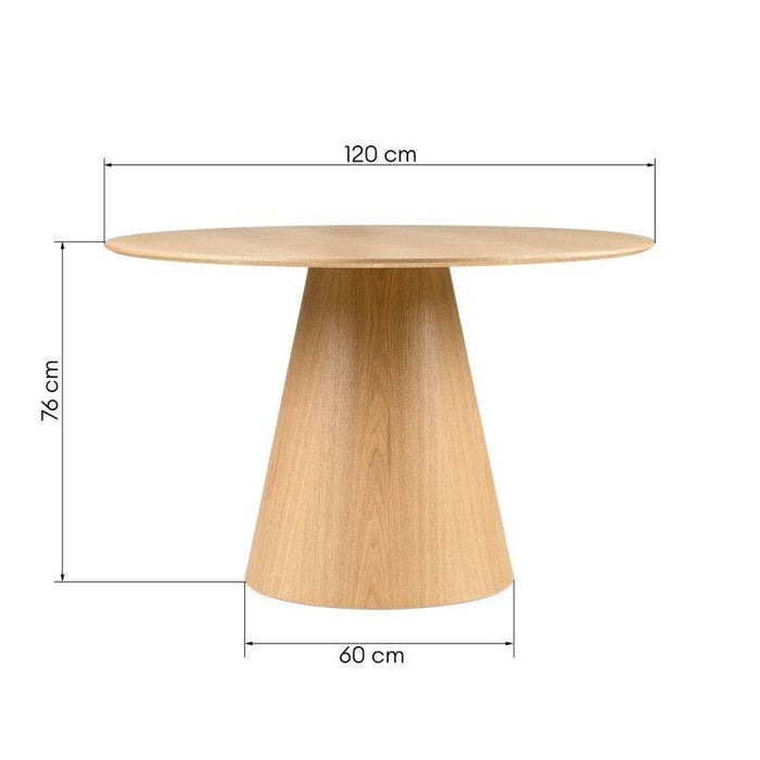 NORAN Tavolo da Pranzo 120 cm Rotondo Naturale