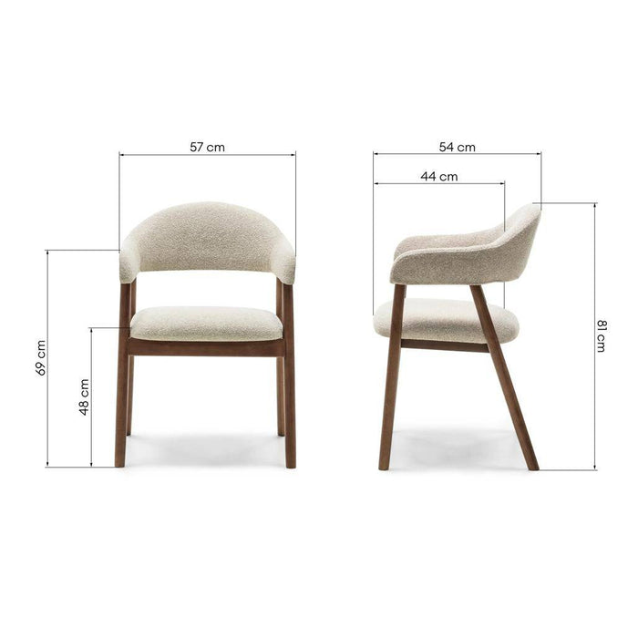 Sedia Imbottita LARIS Beige Bouclé/Noce