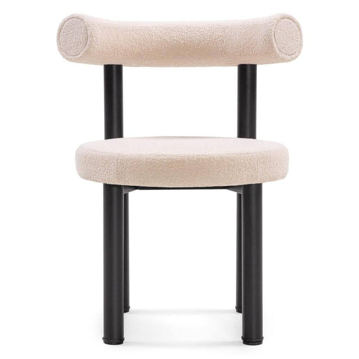 Sedia da Pranzo PERER, Beige Bouclé/Gambe Nere