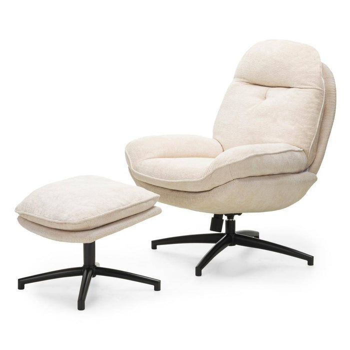 Poltrona girevole MERANO beige con poggiapiedi