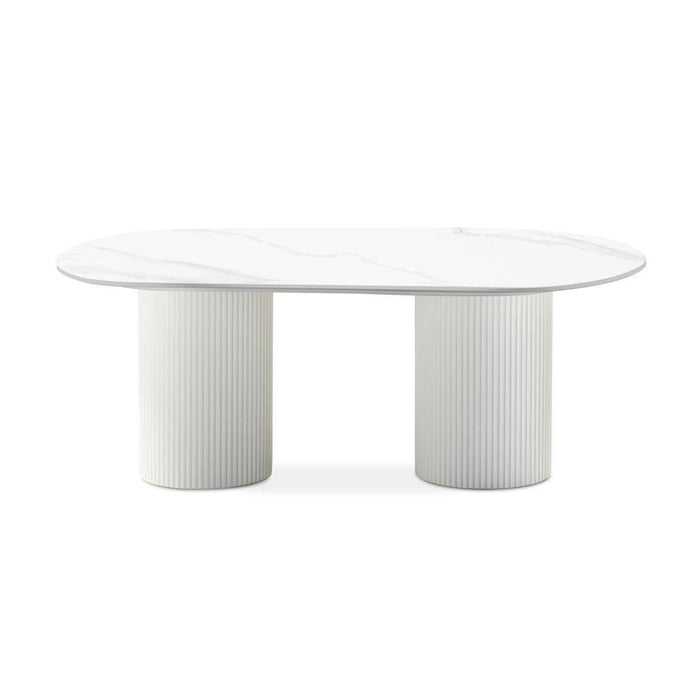 Tavolino da caffè 120 cm MARBELLA ovale effetto marmo